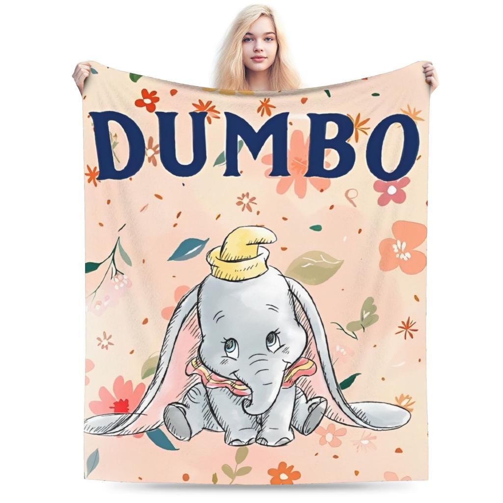 Dumbo Cartoon Blankets Velvet Spring Autumn The Flying Elephant Portable Warm Throw Blanket for Sofa Travel Plush Thin Quilt
