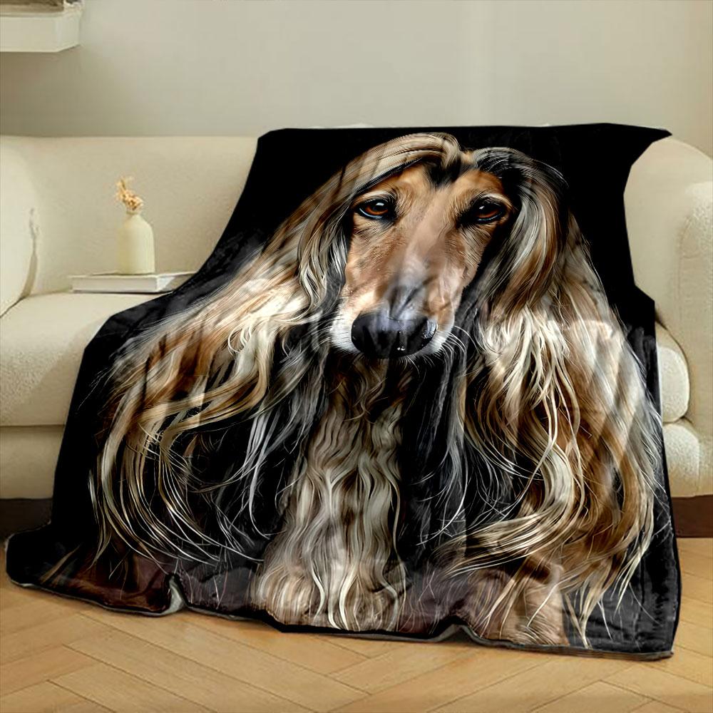 Afghan Hound Pattern Blanket Bedroom Blanket for Livingroom Couch Lunch Break Soft Throw for Friend's Festival Gift