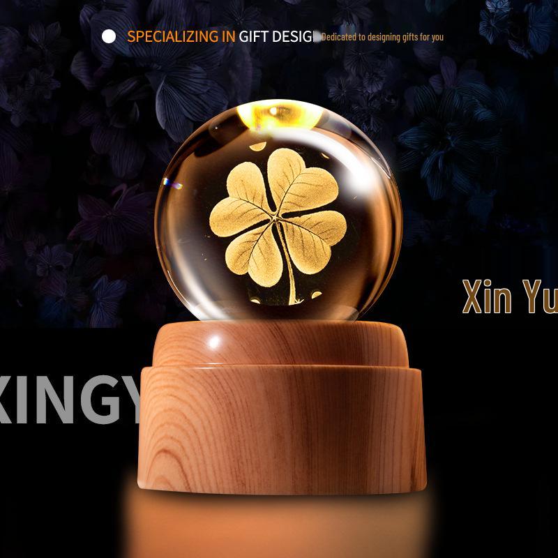 Creative Rotating Crystal Ball Night Light: Decorative Craft for Bedroom Atmosphere and Festive Gift.