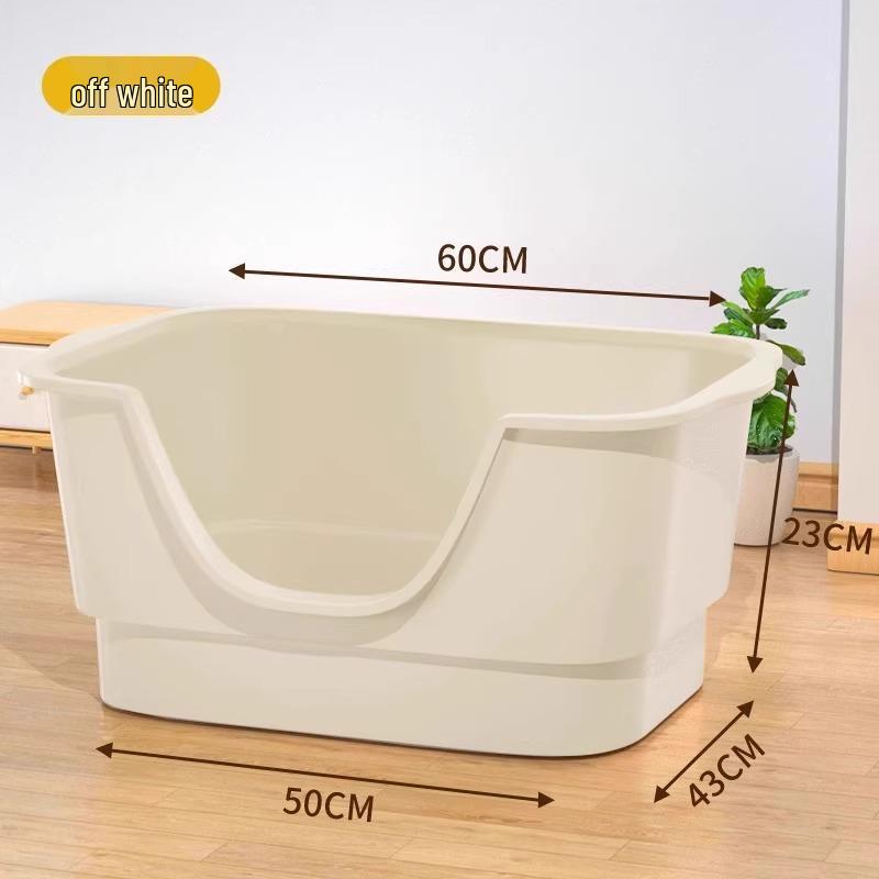 Anti-Splash Open-Top Cat Litter Box with Deodorant for Large Cats
