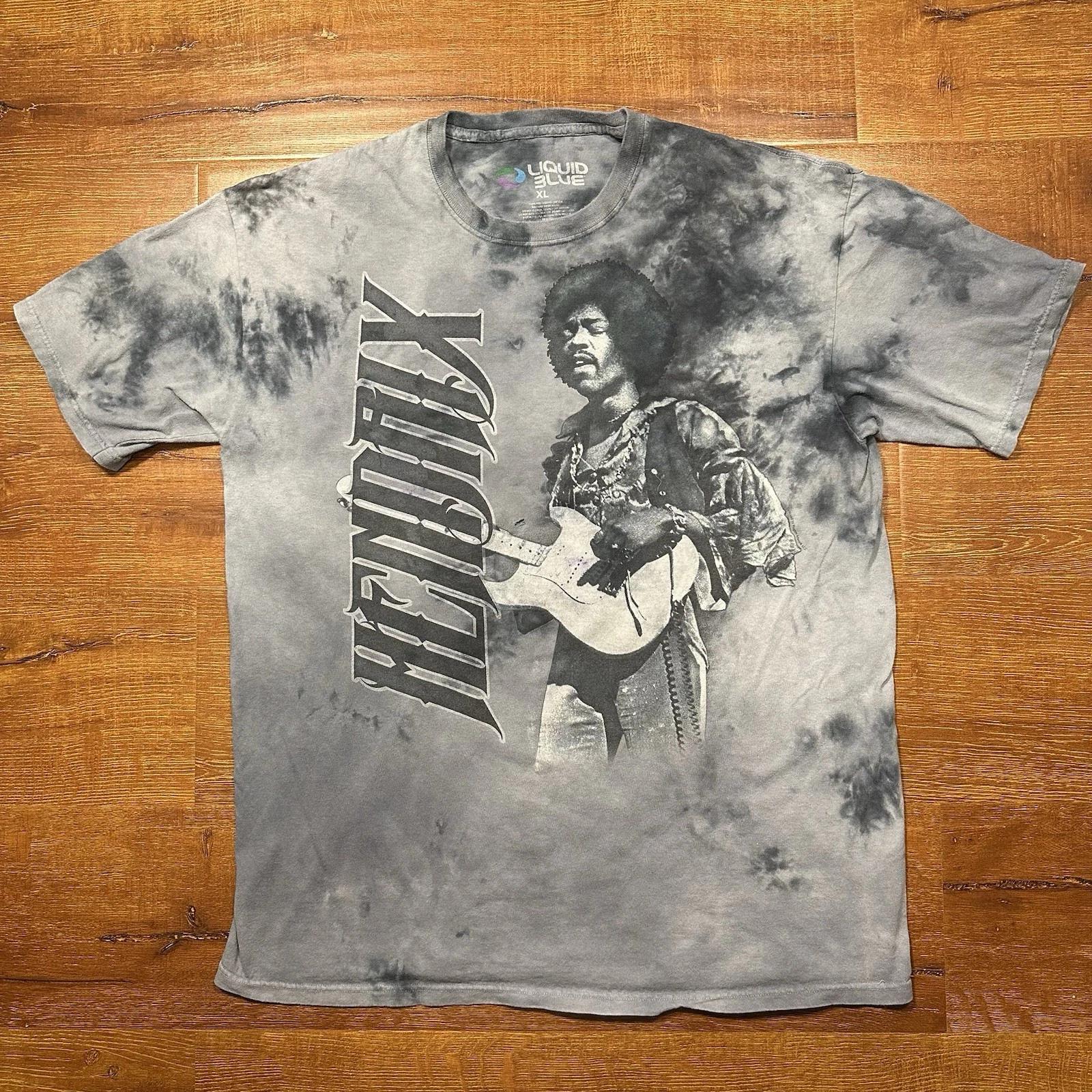 

Liquid Blue Jimi Hendrix T Shirt Mens XL Gray Tie Dye Retro Rock Classic Y2K 2XL