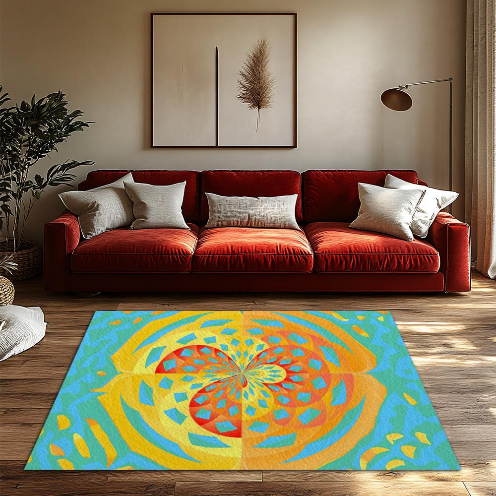 Colorful Abstract Area Rug Modern Geometric Carpet Living Room Decor Non Slip Floor Mat Home Decor Indoor Outdoor Accent Rug