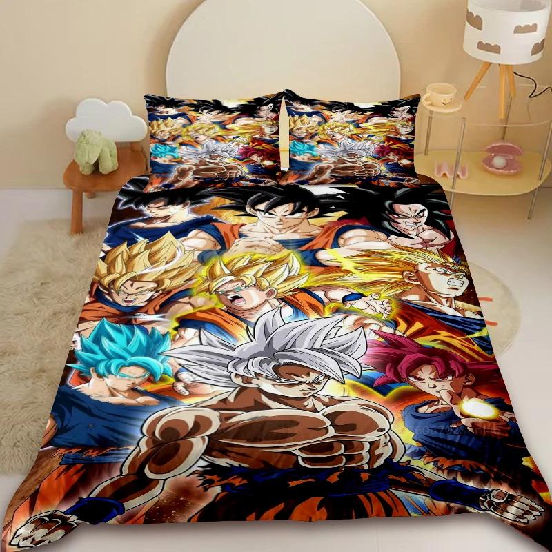 Anime Soft Duvet Cover D-Dragon-Bal Beding Set Warm Comforter Cover Super Saiyan Comfortable Quilt Covers featuring Pilowcase For Bedrom Decor