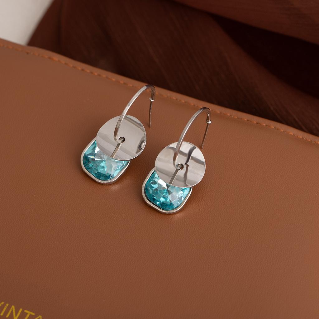 Blue Diamond Bubble Earrings Femininity Unique Design Stud Earrings Light Luxury Exquisite Fashion Earrings