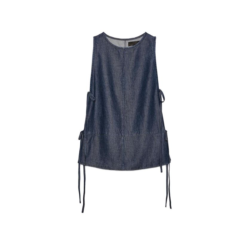 Autumn Bowknot Decoration Sleeveless Top 2183246 Loose Cross Simple Casual Jeans 2183247