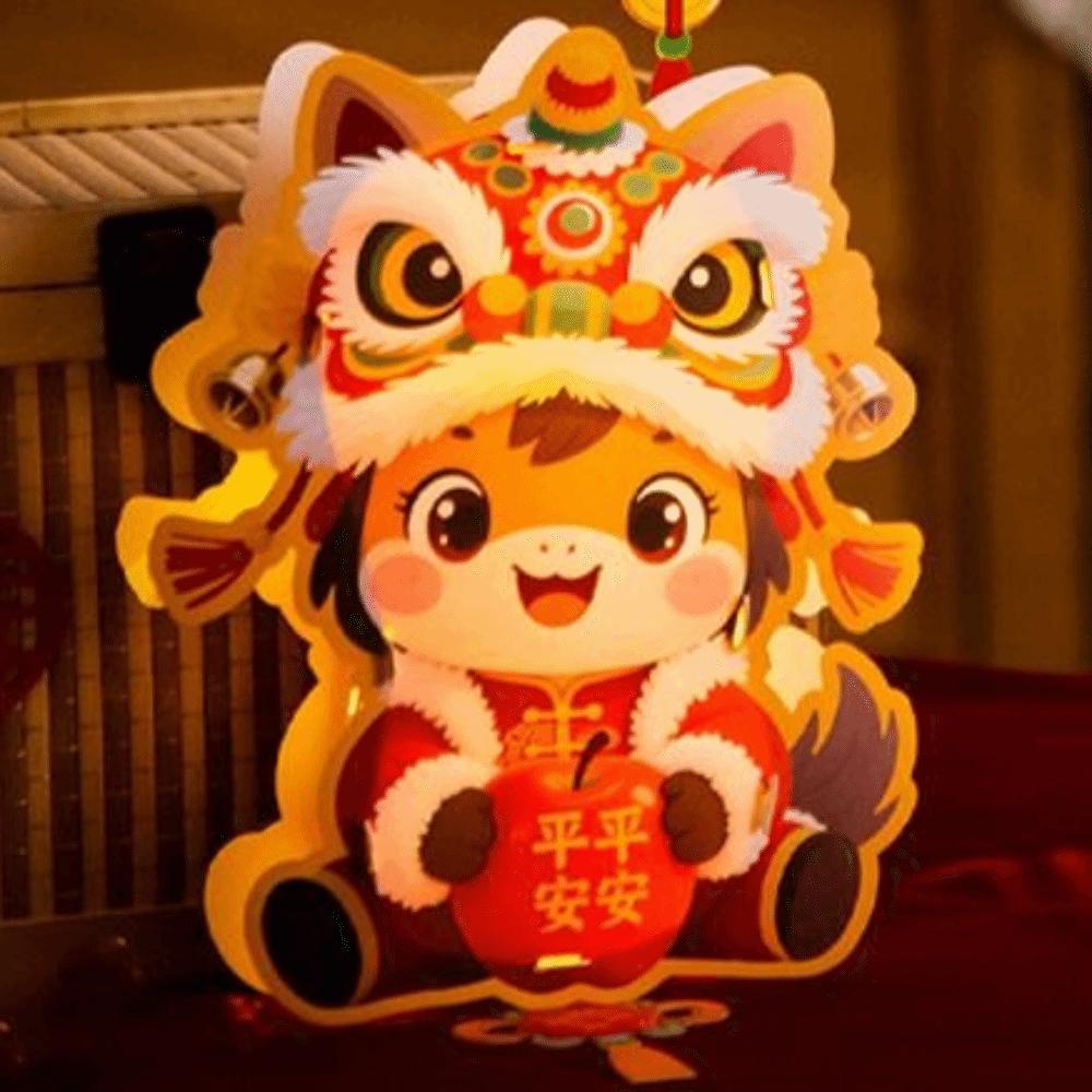 Cartoon 2026 Horse Year Lantern Handmade Traditional New Year Lantern Portable Festive Chinese Paper Lantern Lunar New Year