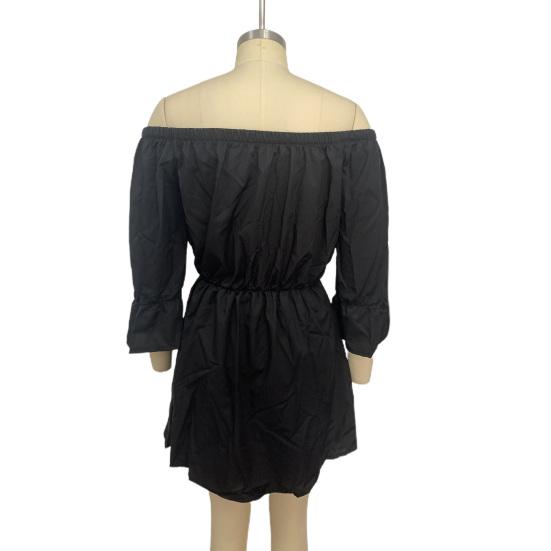 Women Dress Off Shoulder Ruffles Summer Solid Color Strapless Mini Dress for Daily Wear