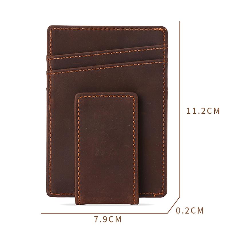 Money Clip Leather Wallet for Men Slim Front Pocket RFID Blocking