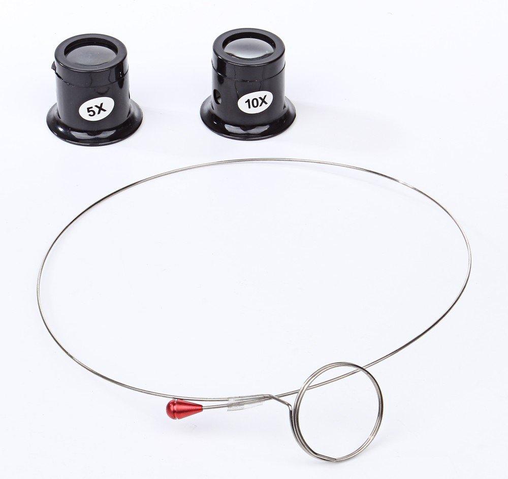 Eye Loupe 5x10x Magnifying Glass with Wire Holder Set