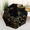 Golden Lotus Moonlight Circular Wall Art DecorUmbrella, Portable 3-Fold Umbrella for Men & Women,Christmas Gift ES101