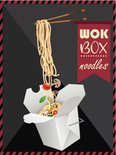 Wok Box Noodles Pot Metal Wall Plaque Art Vintage tin sign retro Food