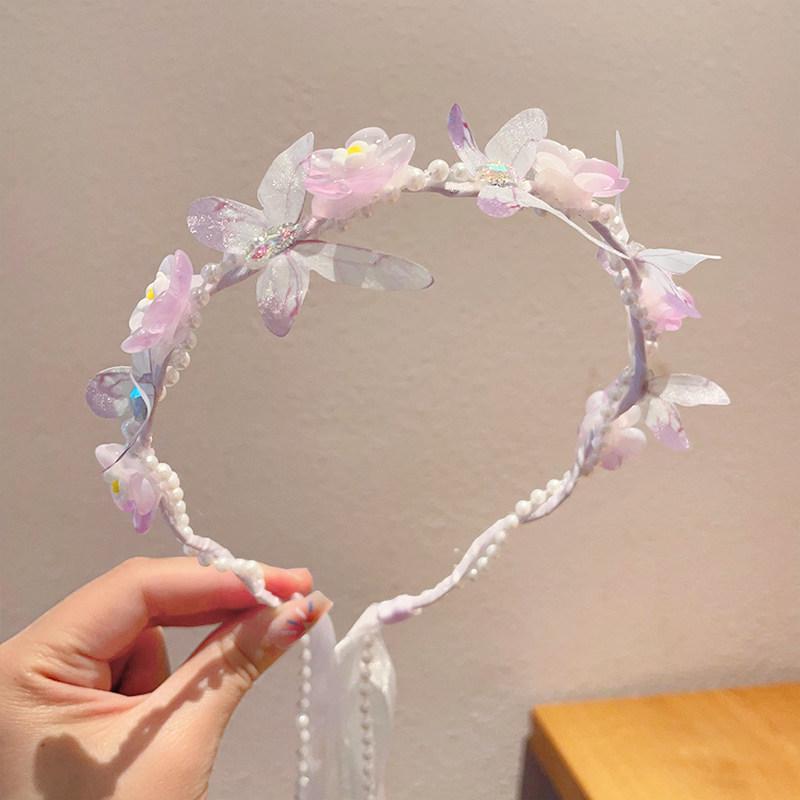 Handmade Butterfly & Flower Headband for Girls - Princess Crown, Forest Style Hair Accessories