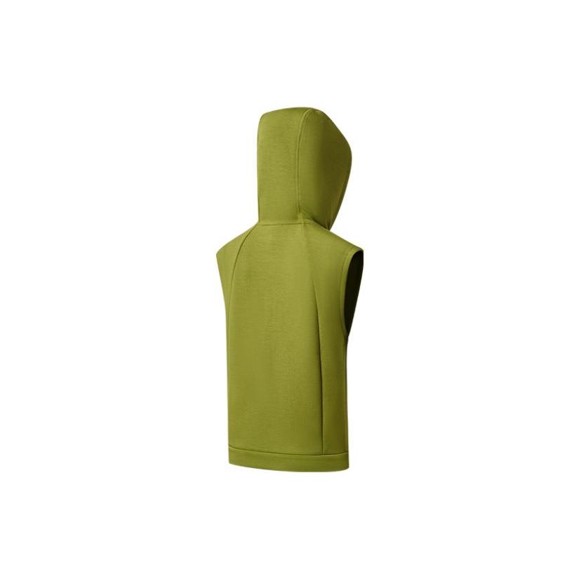 SAUCONY Solid Color Hooded Sleeveless Vest Women Vest Avocado-Green SC1230016DY-GE68