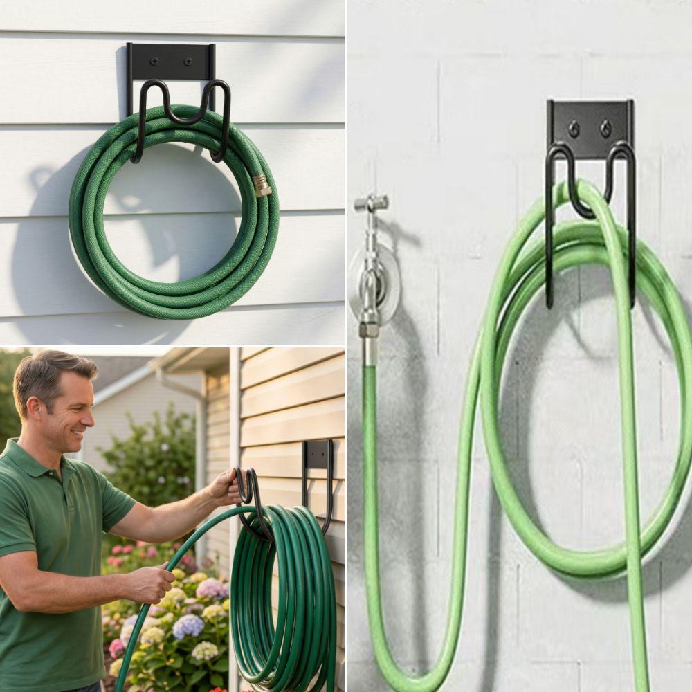 Wall Mount Water Hose Rack Rust Proof Flex Hose Hanger Tool Holder Garden Water Pipe Hook  Outdoor
