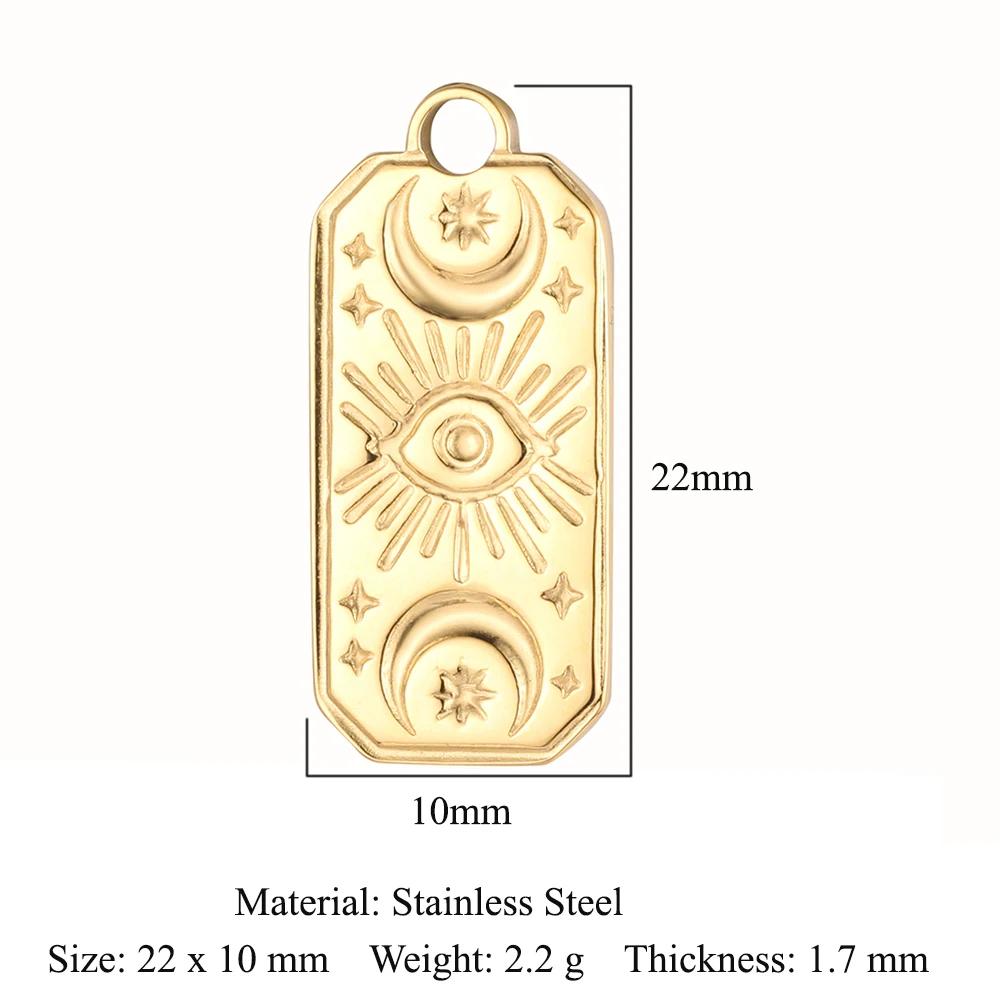 Sun Evil Eye Mirror Polished 316 Stainless Steel DIY Charm Moon Hamsa Hand Zircon Jewelry Star Heart Necklace Pendant