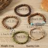 Hot Sale Simple Fashion Feather Crescent Wood Bead Beaded Bracelet Jewelry