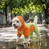 Waterproof Dog Raincoat With Tail Cover Leash Hole Small To Medium Breeds Matte Trim Colorblock Design