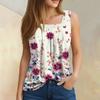 Damen Sommer Casual Plissee Quadratischer Ausschnitt Ärmelloses Tank Top Bedrucktes T-Shirt