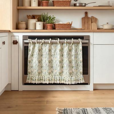Kitchen Cabinet Curtain Short Privacy Door Panel Oven Washer Farmhouse Style Decorative Dustproof Light Filtering
