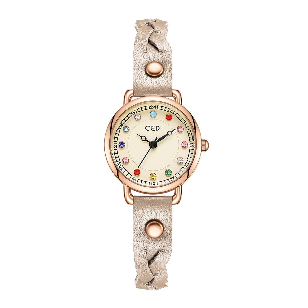 Light Luxury Colorful Birthstone Women'S Watch Niche High-End Woven With Punk Style Exquisite Small Women'S Watch