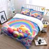 Rainbow Teddy Bear On Dreamy Clouds Duvet Cover Set With 3D Printing Design Soft Polyester Bedding Set All-Season Comfort