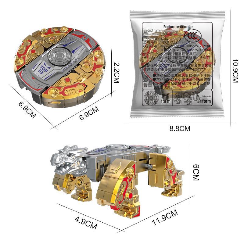 Dual-Form Dino Mecha Gyro: Transforming Decompression Toy for Kids