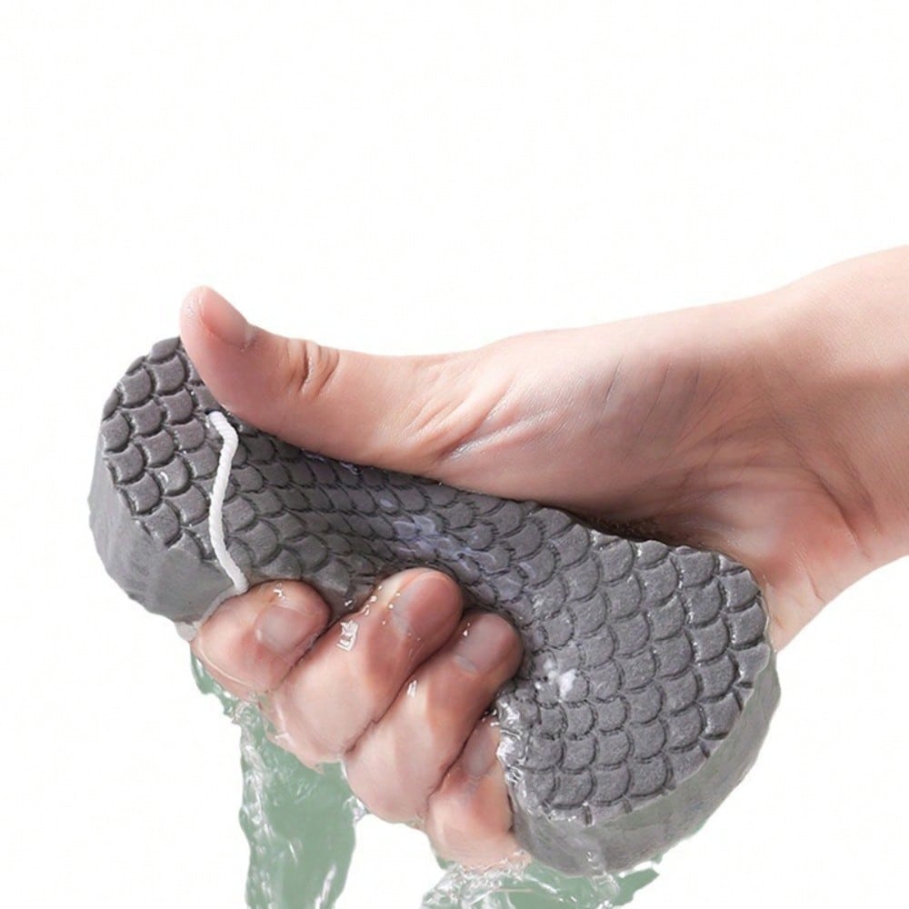 1pcs Fish Scale Pattern Three-Dimensional Bath Sponge, Painless Scrubbing Tool, Deep Cleansing Bath Sponge That Does Not Harm The Skin During Bathing