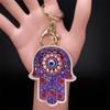 Islam Hand of Fatima Turky Blue Eyes Keychain Lucky Eye Hamsa Hands Flower Keyring Pendant Men Women Jewelry Chaveiro Para Carro