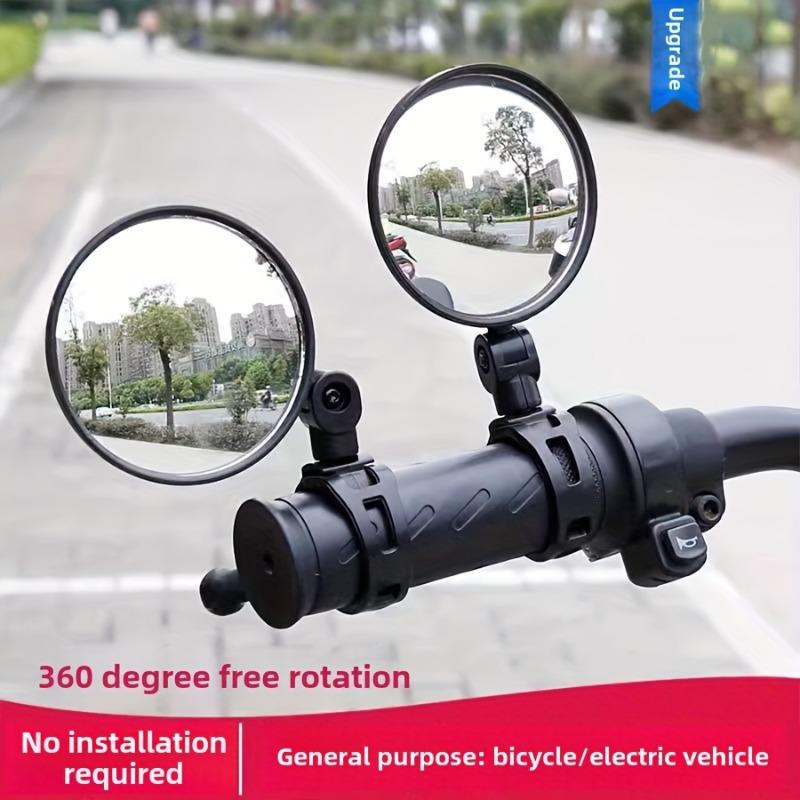 1Pc/2Pcs 360 Degree Electric Scooter Rearview Mirror Rotatable Adjustable Rear View Glass Replacement Wide Angle Convex Surface
