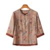 Silk Short-Sleeve Tang Shirt for Elderly Women