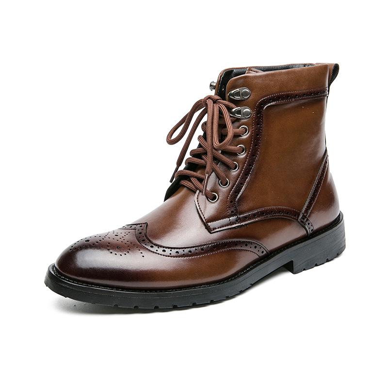 High Top Martin Boots Men's Boots Leather Shoes Men's Winter Retro Men's Boots British Style Handmade Carved Locomotive Boots Men