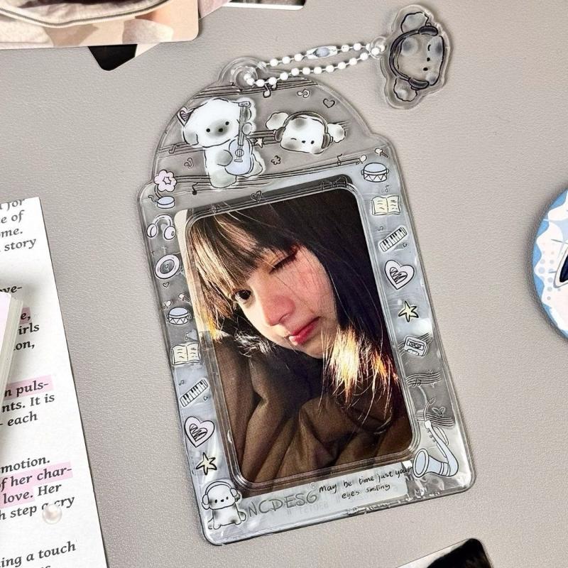

3-дюймовый чехол для карты с брелоком Y2K Kawaii Защитные рукава для фотокарточек Держатель для удостоверения личности Защитный чехол для карты