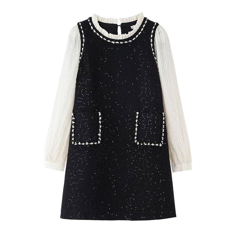 

Весеннее роскошное французское платье с жемчугом: Элегантная стройнящая мода больших размеров для женщин 4XL (165-180 jin) чёрный