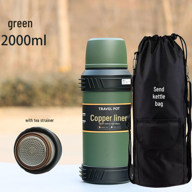 316 Stainless Steel Outdoor Thermos with Tea Separator and Infuser, 2500ml Large Capacity Kettle