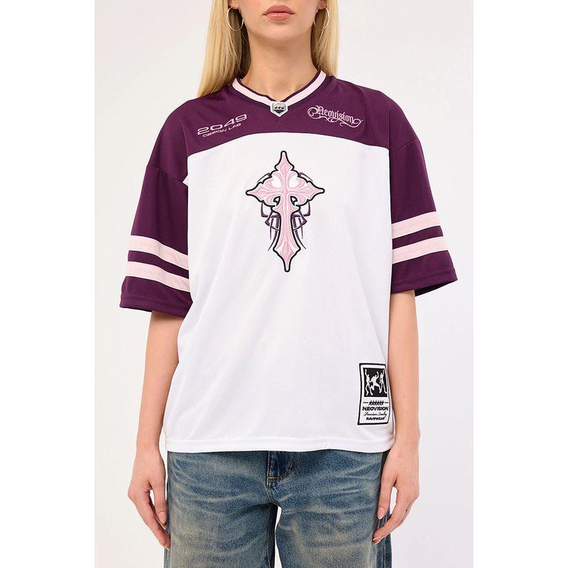 Foreign Trade Original Order Neo * Vision White Purple Retro Futurism Cross Pattern Men's and Women's Same Ball Uniform