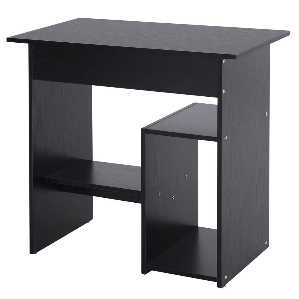 Modern PC Desk In Wood with CPU Shelf and Pull-Out Keyboard Space, 80x45x75 Cm, Black