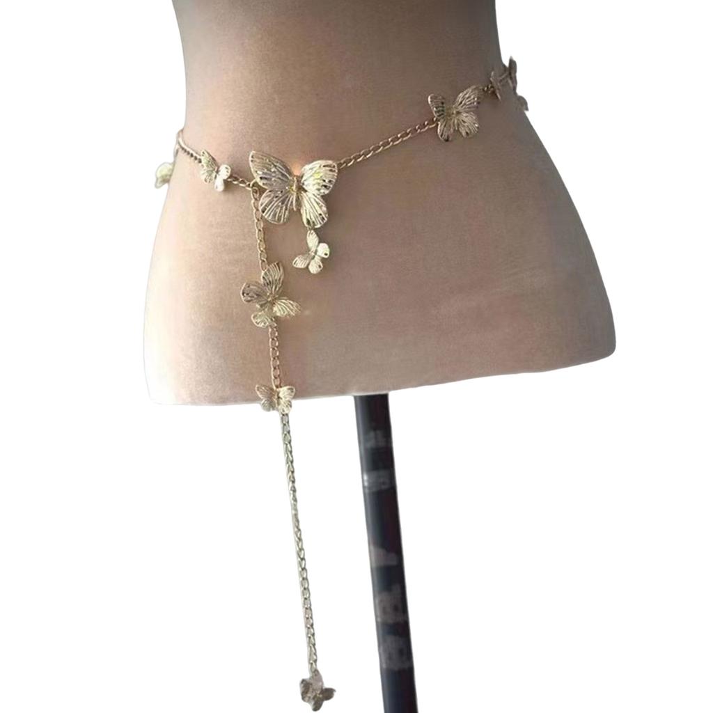Elegant Flower Butterfly Pearl Waist Chain Multilayer/Single Layer Body Chain Decorative Belly Decor for Fashion Women