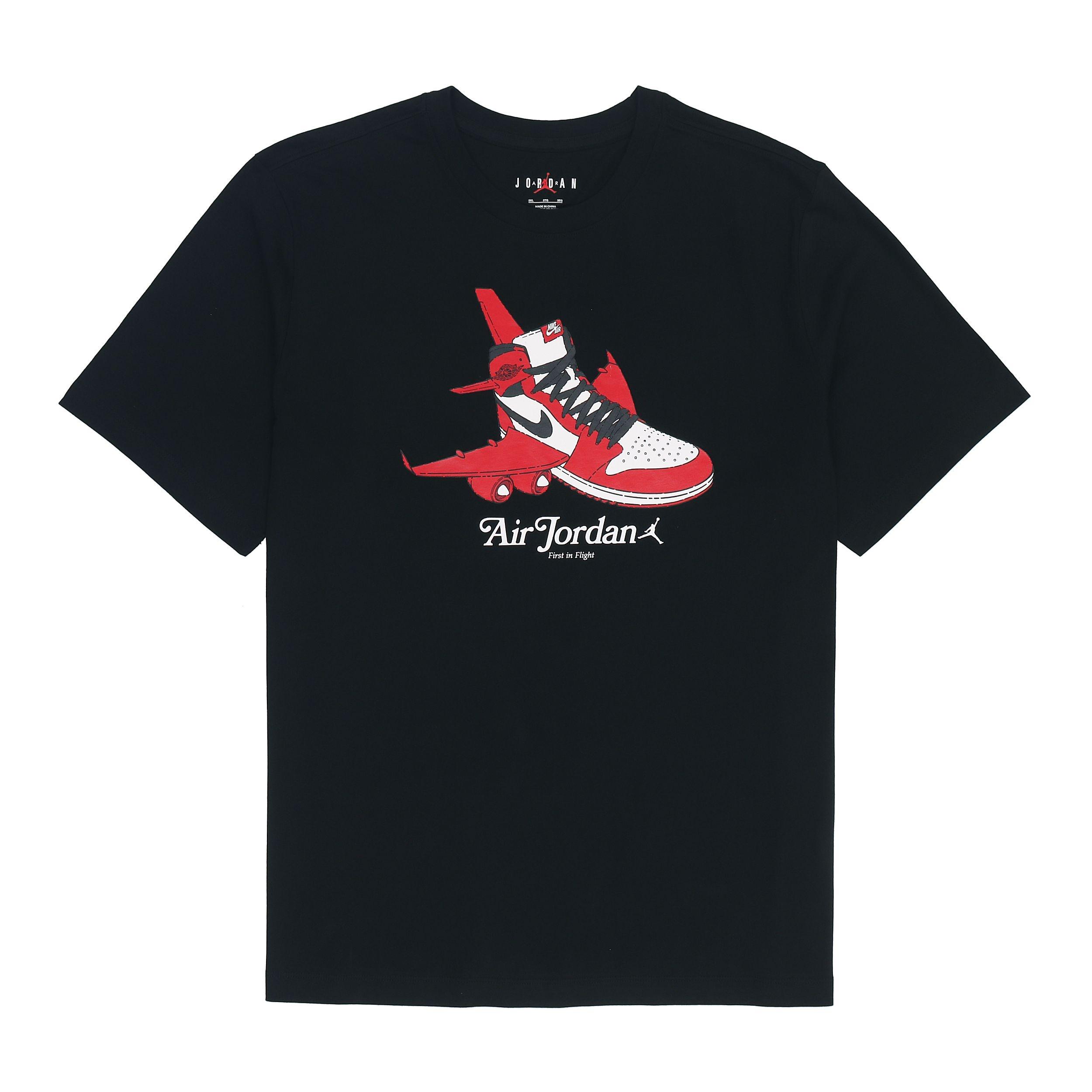 Men s Air Jordan Logo Pattern Printing Basketball Training Sports Short Sleeve Black T-Shirt DN1443-010 M