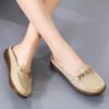 Genuine Leather Women Flat Heel Sandals Non-Slip Comfortable Soft PU Insole 2.5cm Heel Sizes 35-44 Beige Orange Black