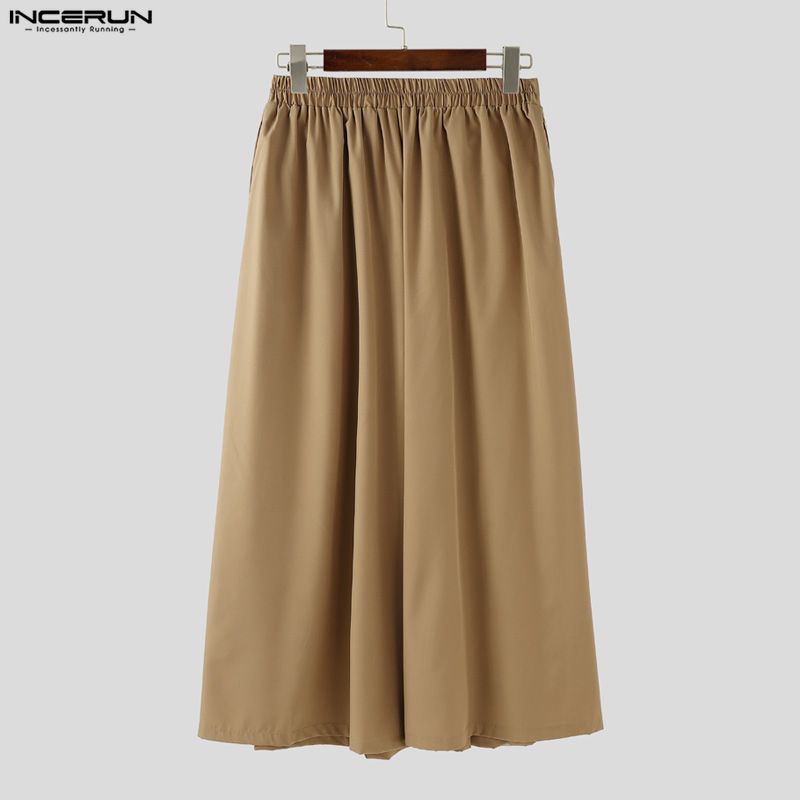 INCERUN Two Pieces Men Sailor Collar Long Sleeve Shirts Long Wide Legs Pants Sets Outfits