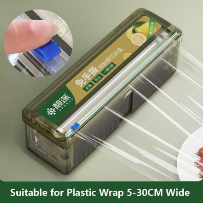 Plastikowy Dozownik Folii Samoprzylepnej Wielokrotnego Użytku Pudełko do Cięcia Folii Kuchennej z Suwakiem do Folii Aluminiowej Papieru Woskowanego Pudełko do Cięcia