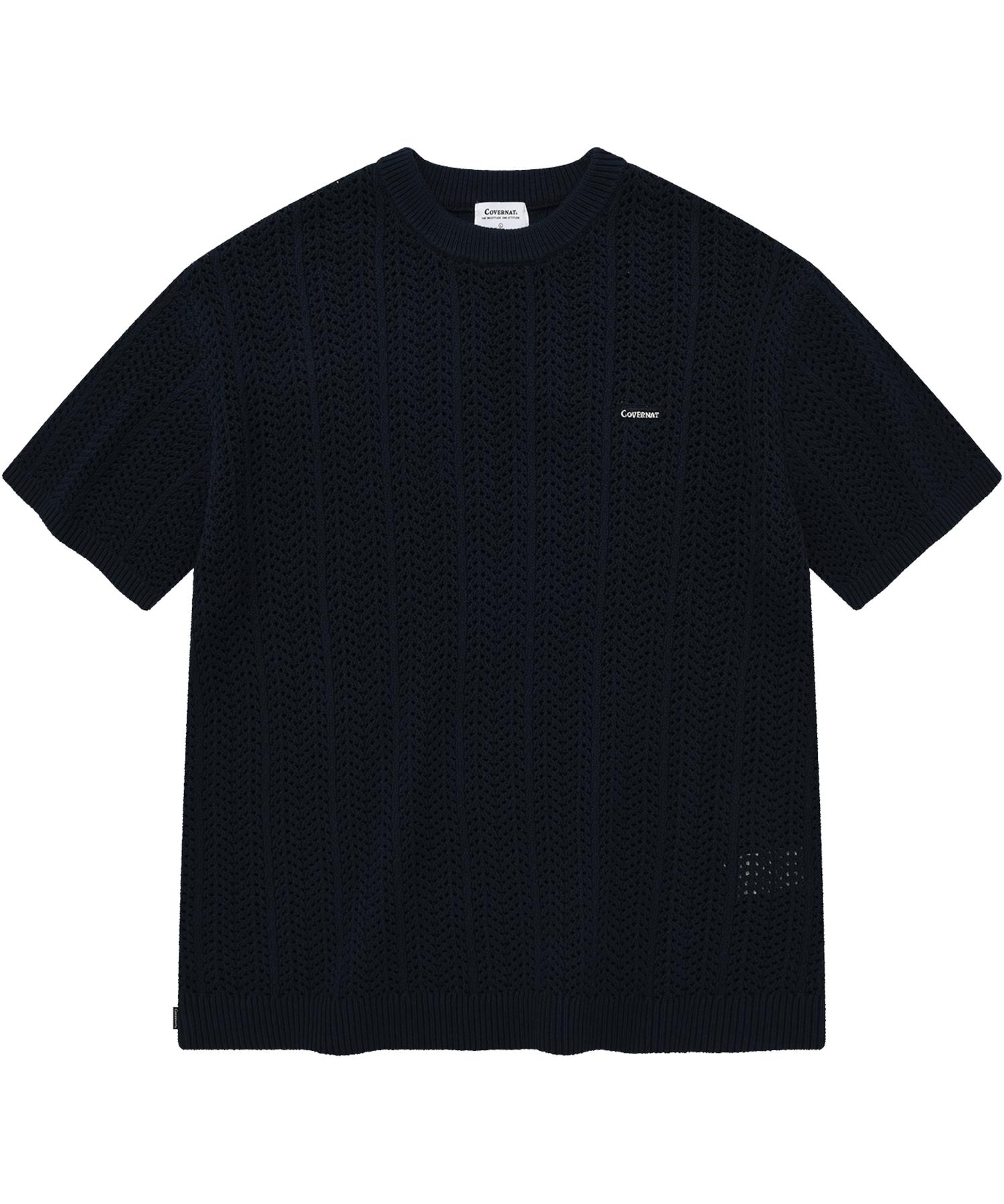 Covernat Cable Round Half Knit Navy Navy/M