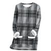 Women's Fashion Plaid Print Round Neck Long Sleeve Plush Winter Warm Pullover Top