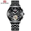 Men's Stainless Steel Tourbillon Watch Men's Student Quartz Watch Business Calendar Waterproof Steel Strap Watch Large Dial