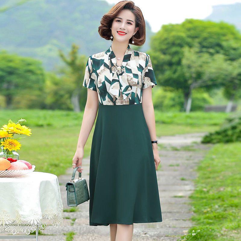 dress design for elderly woman Button-front Collared Housecoat for Elderly People - Vintage Chic Floral Pattern - Comfortable House Dress