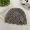 Women Japanese Style Hollow Flower Knit Beanie Autumn Winter Warm Hat