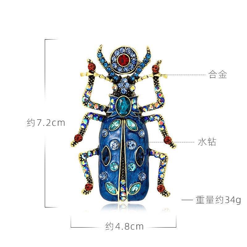 Large Beetle Brooches for Women Unisex Rhinestone Enamel Insect Pins Banquet Party Backpack Gifts Jewelry Accessories