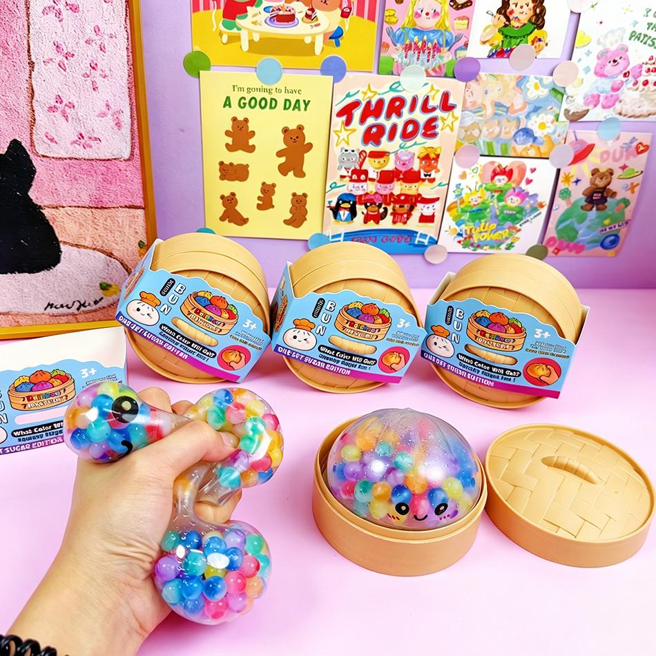 Pallina antistress a forma di raviolo arcobaleno, rimbalzo lento, morbida da schiacciare, giocattolo antistress, decorazione per scrivania da ufficio, regalo di compleanno per bambini/adulti