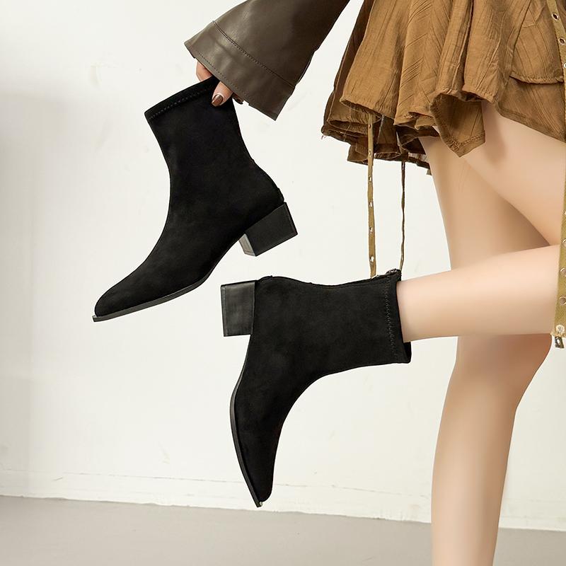 

Новая Мода Женские Горячие Распродажи Обувь Ботильоны Женские Модные Задняя Молния Офис и Карьера Сексуальные Туфли с Острым Носком для Женщин 35 чёрный