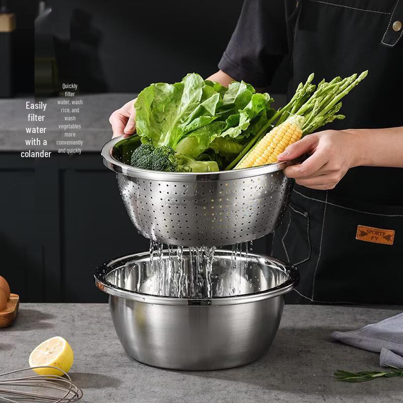 ZISIZ Thickened Iron Basin & Colander Set